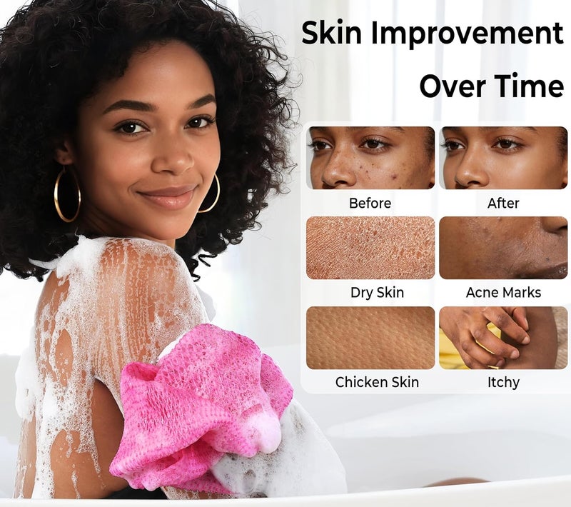 RelaxScene African Net Sponge Authentic - 2 Pieces Exfoliating Body Scrubber Bath Sponge Camellia&Green- Back Scrubber Washcloth for Shower - Real African Scrub Exfoliator Body Care Bathing Accessorie - Image 3